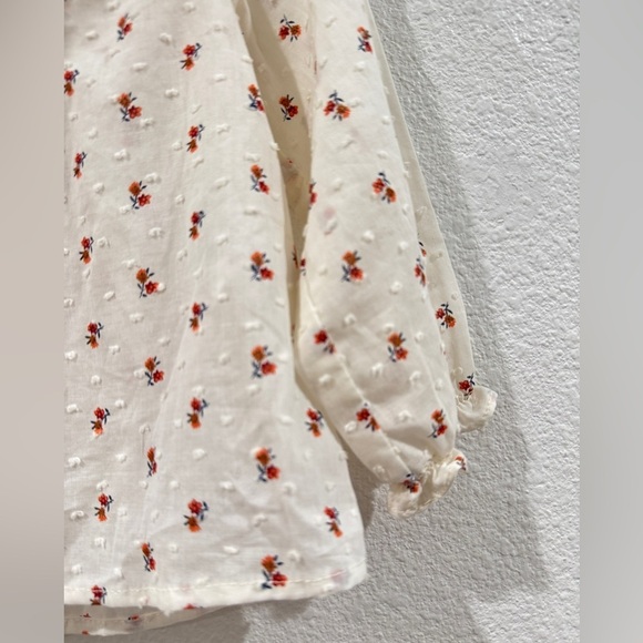 Zara Cream Dainty Floral Pintuck Pleat Swiss Dot Prairie Boho Top 12-18 Months - Picture 6 of 14